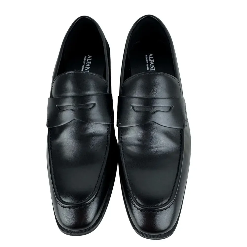 ALFANI FAUX‎ LEATHER MEMORY FOAM PENNY LOAFERS IN BLACK NWOB MEN'S SIZE 10.5